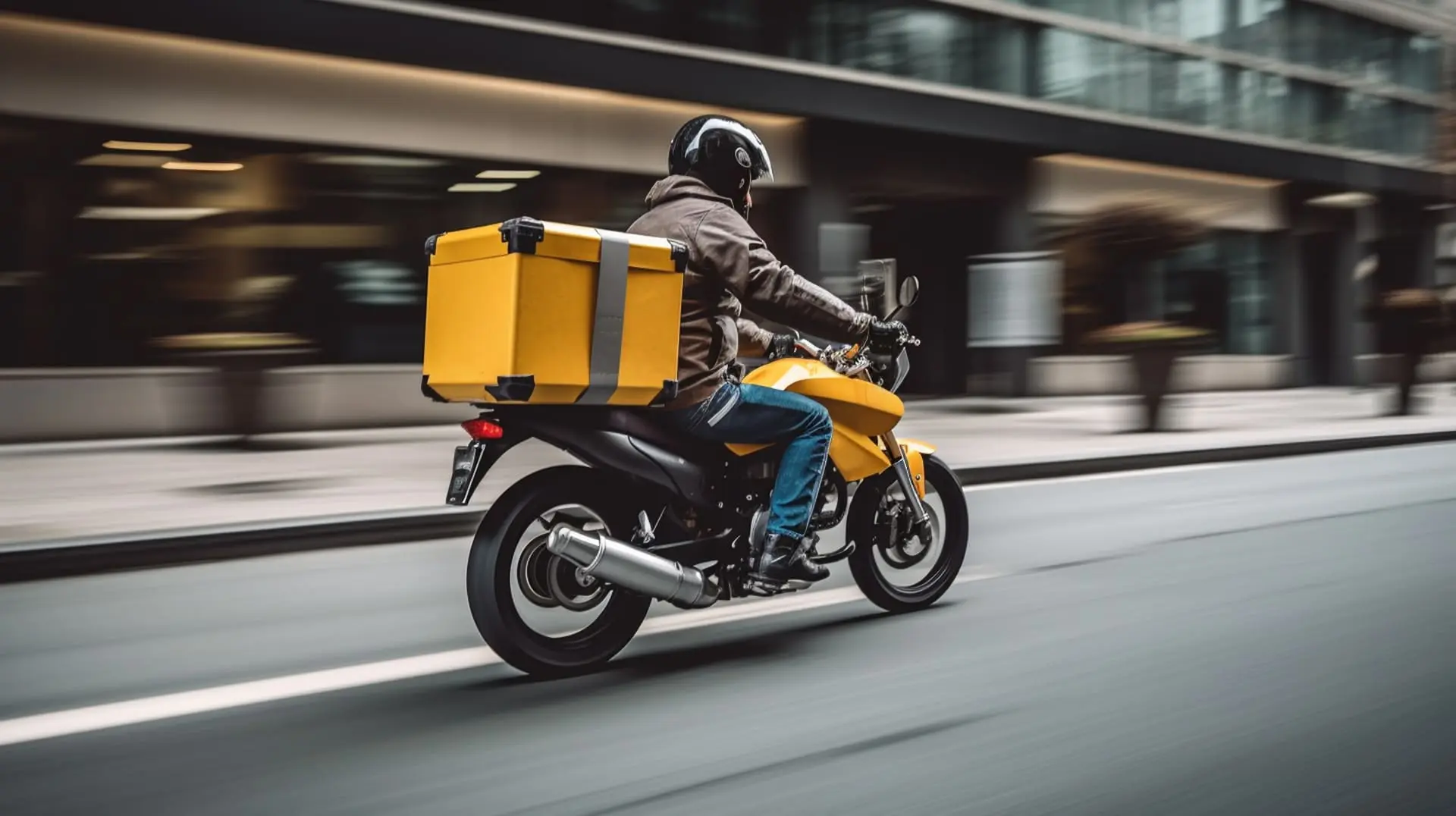 Delivery boy on a motorcycle