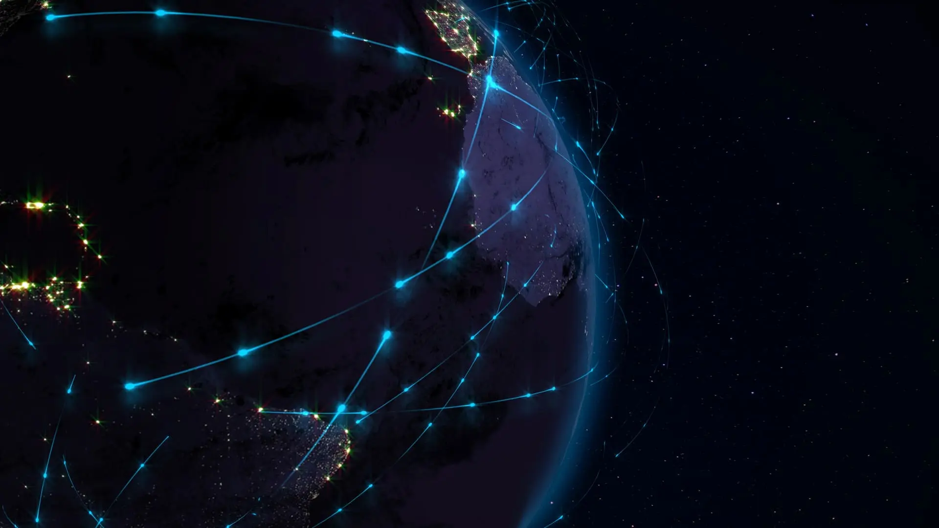 Image of the globe with communications networks