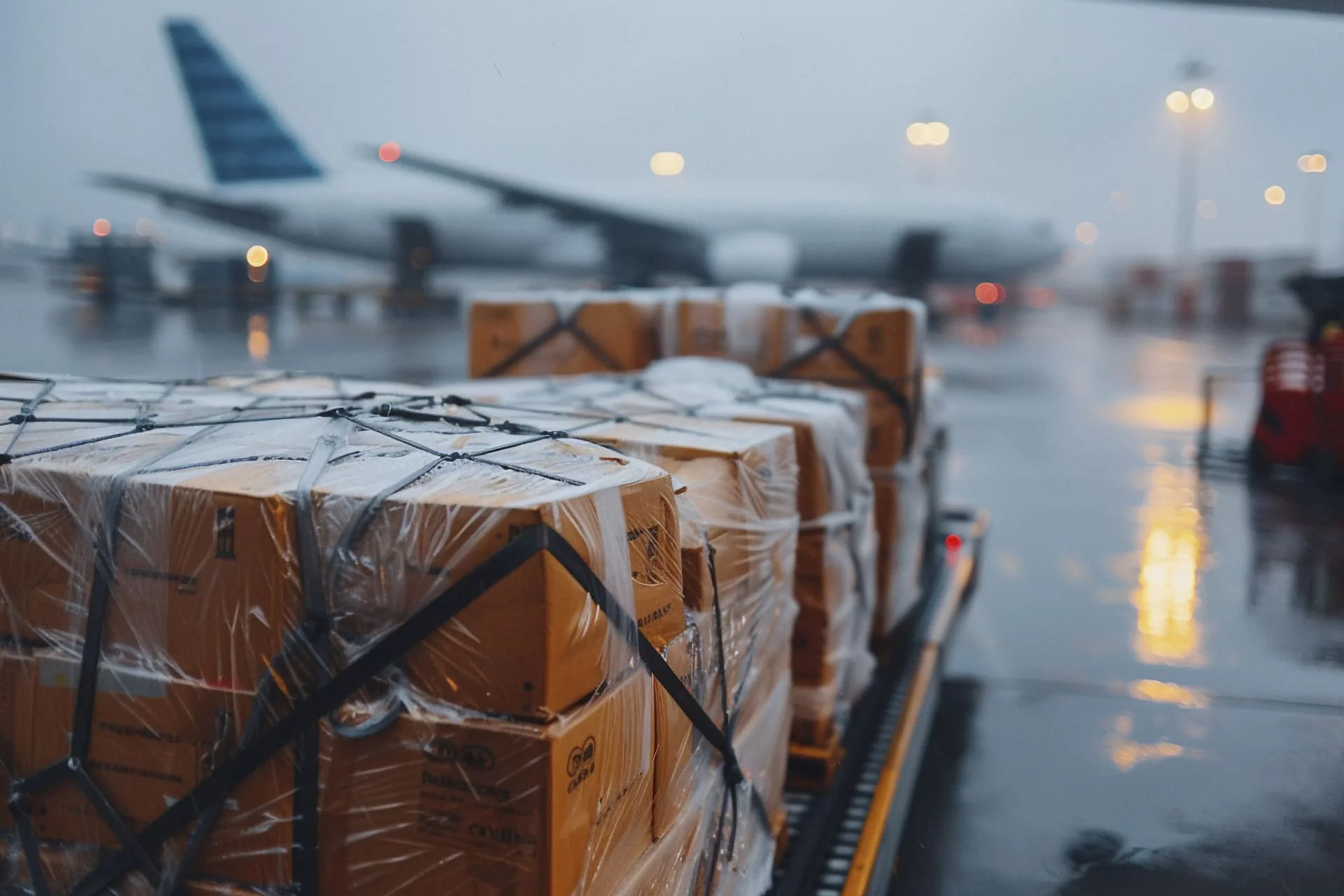 Goods on the tarmac ready for air shipment